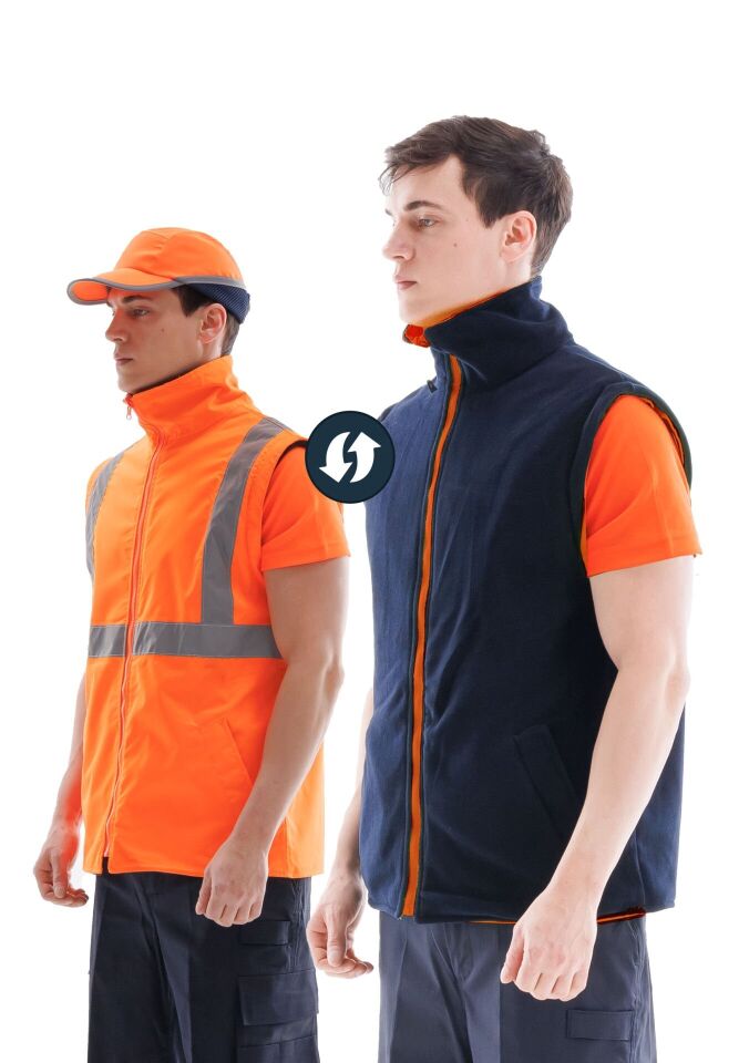 Alaska Hi-Vis 2 in 1 Yelek Neon Sarı Reflektörlü Yelek  300D Oxford PU Kaplı