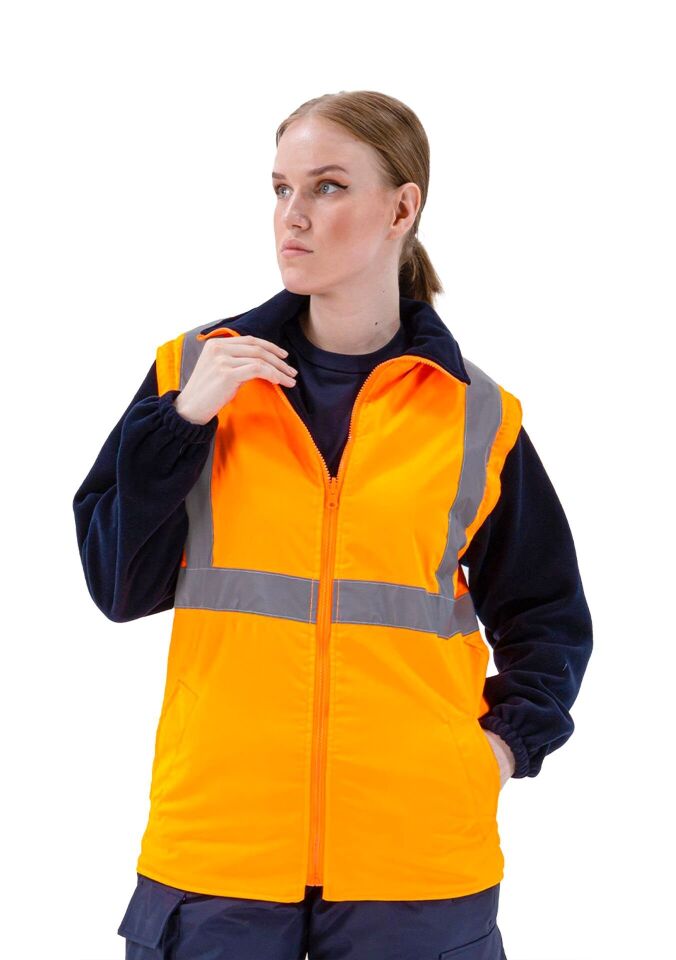 Alaska Hi-Vis 2 in 1 Yelek Neon Sarı Reflektörlü Yelek  300D Oxford PU Kaplı