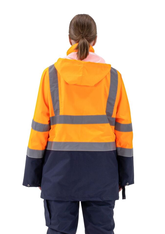 Alaska Hi‐Vis 5 in 1 Parka Reflektörlü İş Kabanı 300D Oxford PU Kaplı