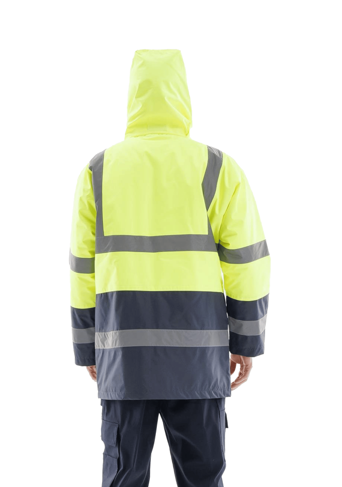 Alaska Hi‐Vis Parka Reflektörlü Kapitoneli Kaban 300D Oxford PU Kaplı