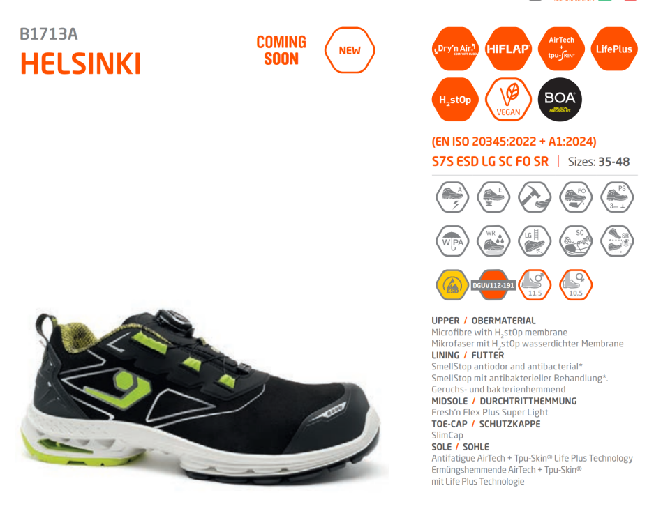 Base B01713 Helsinki S7S ESD LG SC FO SR Su Geçirmez İş Ayakkabısı - Boa Bağcık