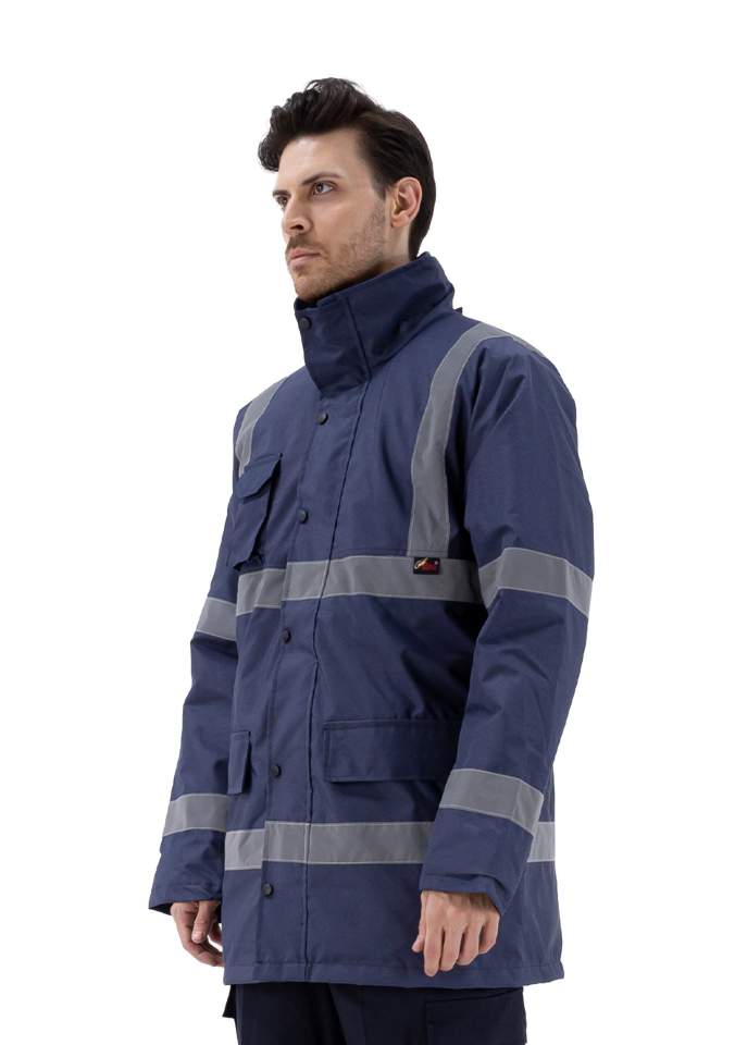 Alaska Parka Lacivert Reflektörlü 300D Oxford PU Kaplı
