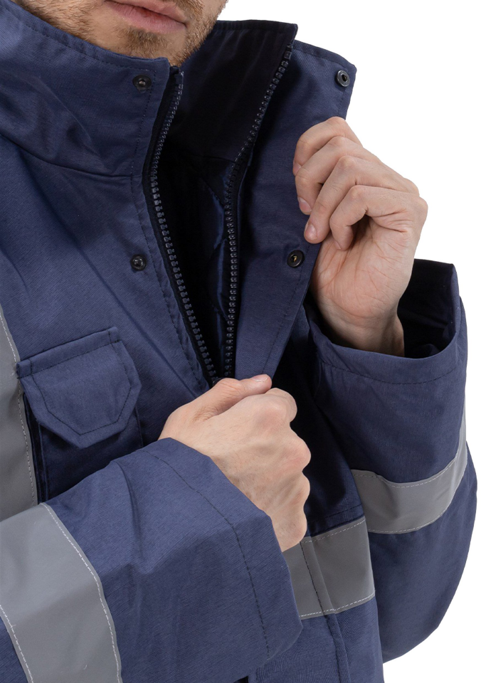 Alaska Parka Lacivert Reflektörlü 300D Oxford PU Kaplı