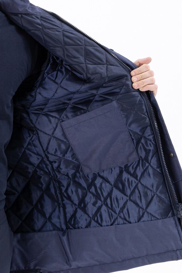 Alaska Parka Lacivert Reflektörlü 300D Oxford PU Kaplı