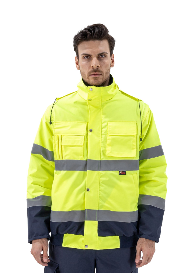 Alaska Hi-Vis 2 in 1 Mont Reflektörlü Polar Astar  300D Oxford PU Kaplı