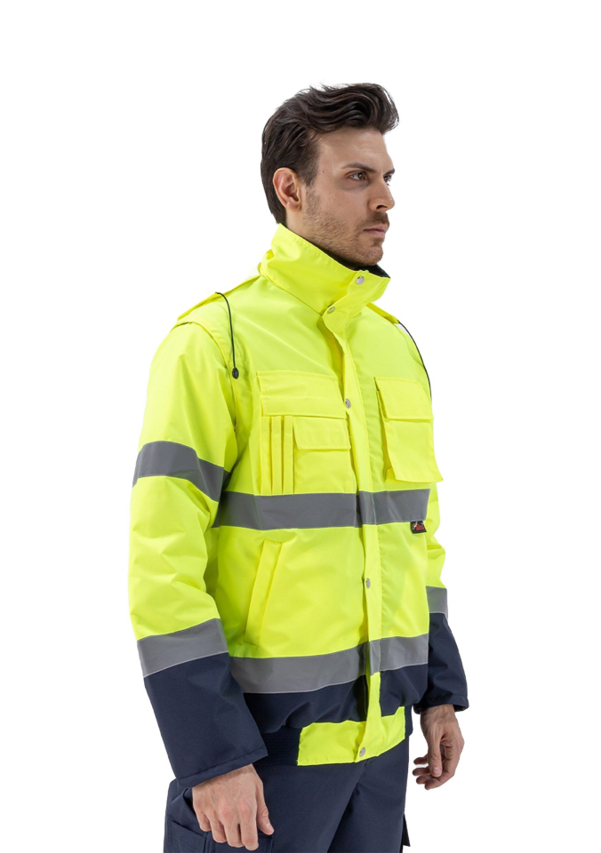 Alaska Hi-Vis 2 in 1 Mont Reflektörlü Polar Astar  300D Oxford PU Kaplı