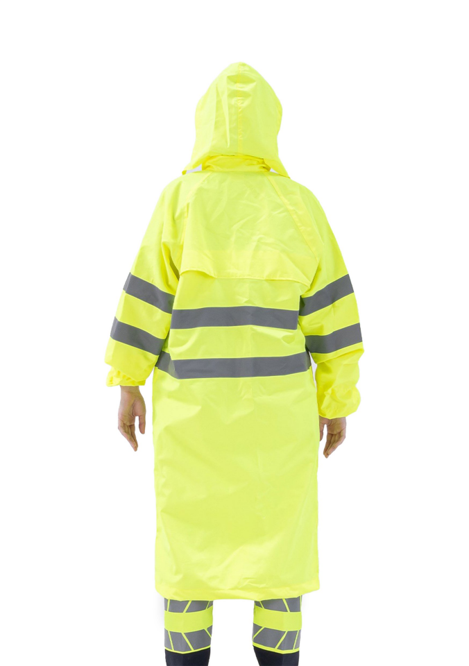 Alaska Hi-Vis Yağmurluk Uzun Reflektörlü 1500D Oxford PU Kaplı Çantalı