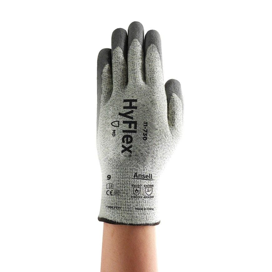 Ansell AN-11-730 Hyflex Poliüretan 100 ° Isı Dayanımı D Kesilme Dirençli İş Eldiveni