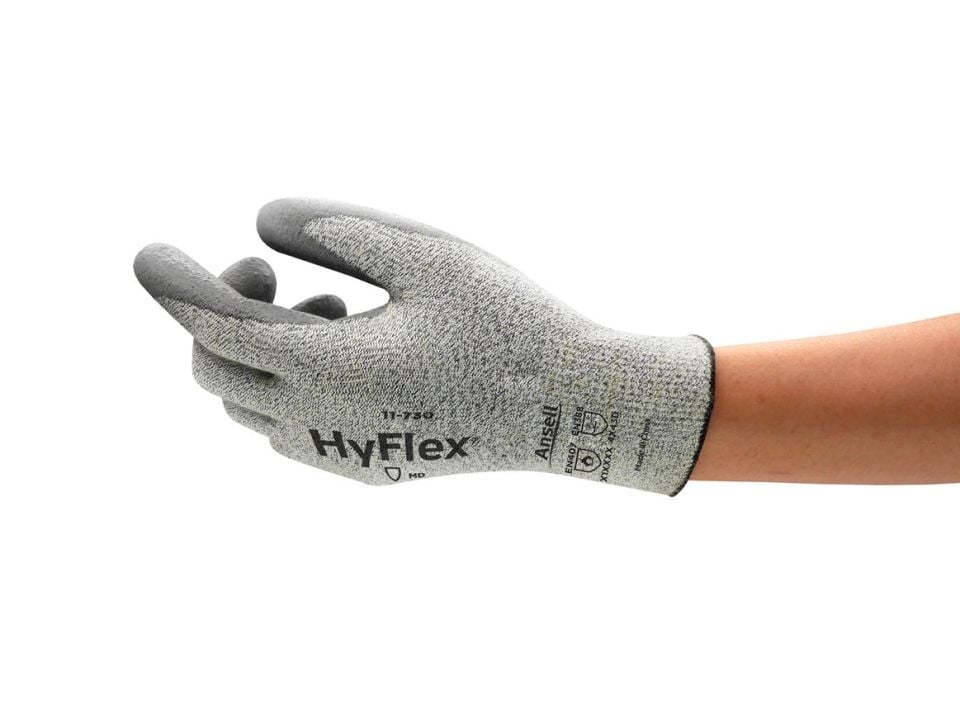 Ansell AN-11-730 Hyflex Poliüretan 100 ° Isı Dayanımı D Kesilme Dirençli İş Eldiveni