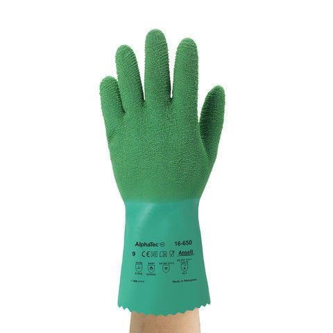 Ansell AN 16-650 Alphatec Doğal Lateks Kauçuk 150°C Isı Dirençli İş Eldiveni Uzunluk: 310 Kalınlık 2.30 mm | EN374: KLT | EN:407