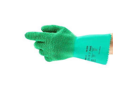 Ansell AN 16-650 Alphatec Doğal Lateks Kauçuk 150°C Isı Dirençli İş Eldiveni Uzunluk: 310 Kalınlık 2.30 mm | EN374: KLT | EN:407
