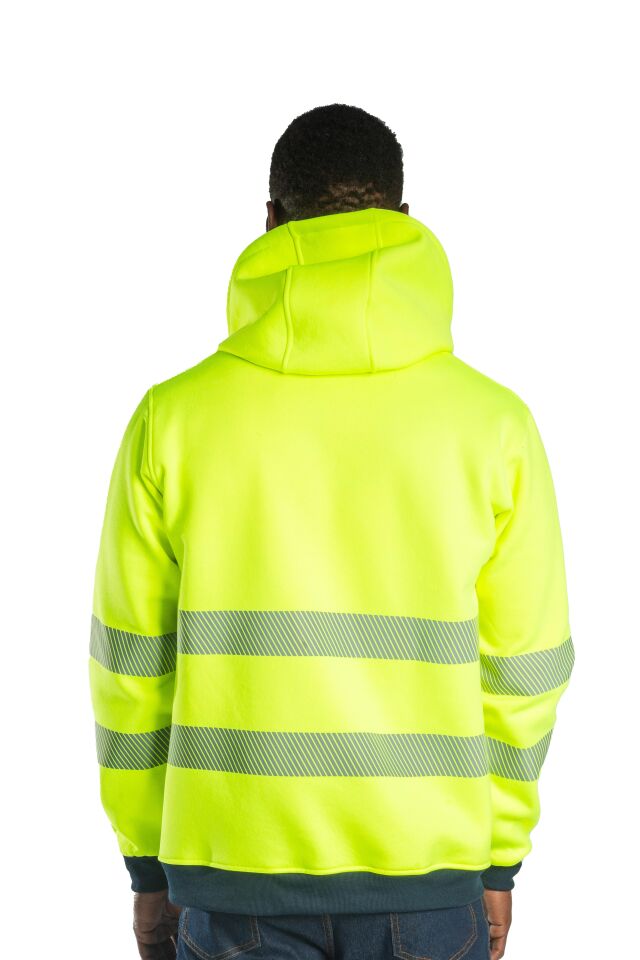 Alaska Hi-Vis Fermuarlı Kapüşonlu Sweatshirt İçi Polarlı Reflektörlü