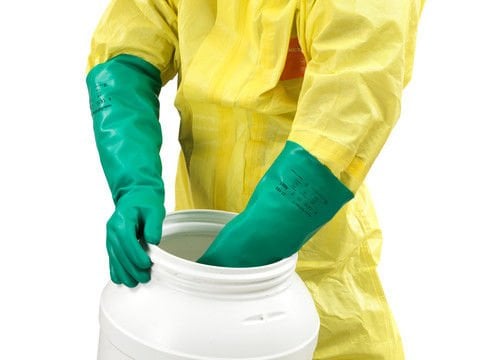 Ansell AN 37-185 Alphatec Nitril Kaplama Kimyasal İş Eldiveni Uzunluk: 457 Kalınlık 0.56 mm  EN374: AGJKLPT