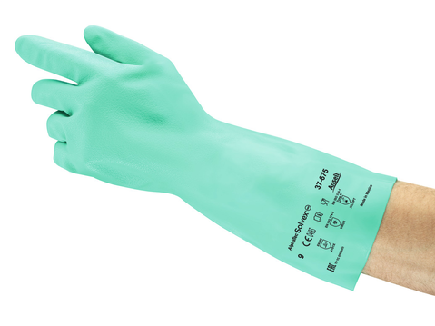 Ansell AN 37-675 Alphatec Nitril Kaplama Kum Yaması Kimyasal İş Eldiveni Uzunluk: 330 Kalınlık 0.38 mm 	EN374: AGJKLPT