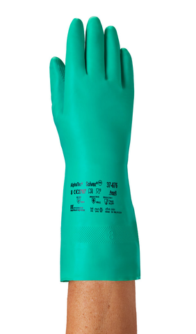 Ansell AN 37-676 Alphatec Nitril Kaplama Ters Baklava İç Kavrama Kimyasal İş Eldiveni Uzunluk: 330 Kalınlık 0.43 mm  EN374: JKLOPT