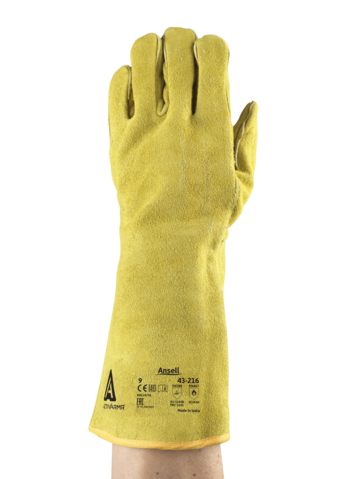 Ansell AN 43-216 ActivArmr Kaynak İş Eldiveni Split Sığır Derisi Koton  Kevlar Uzunluk: 370 mm	EN 407: 413X4X