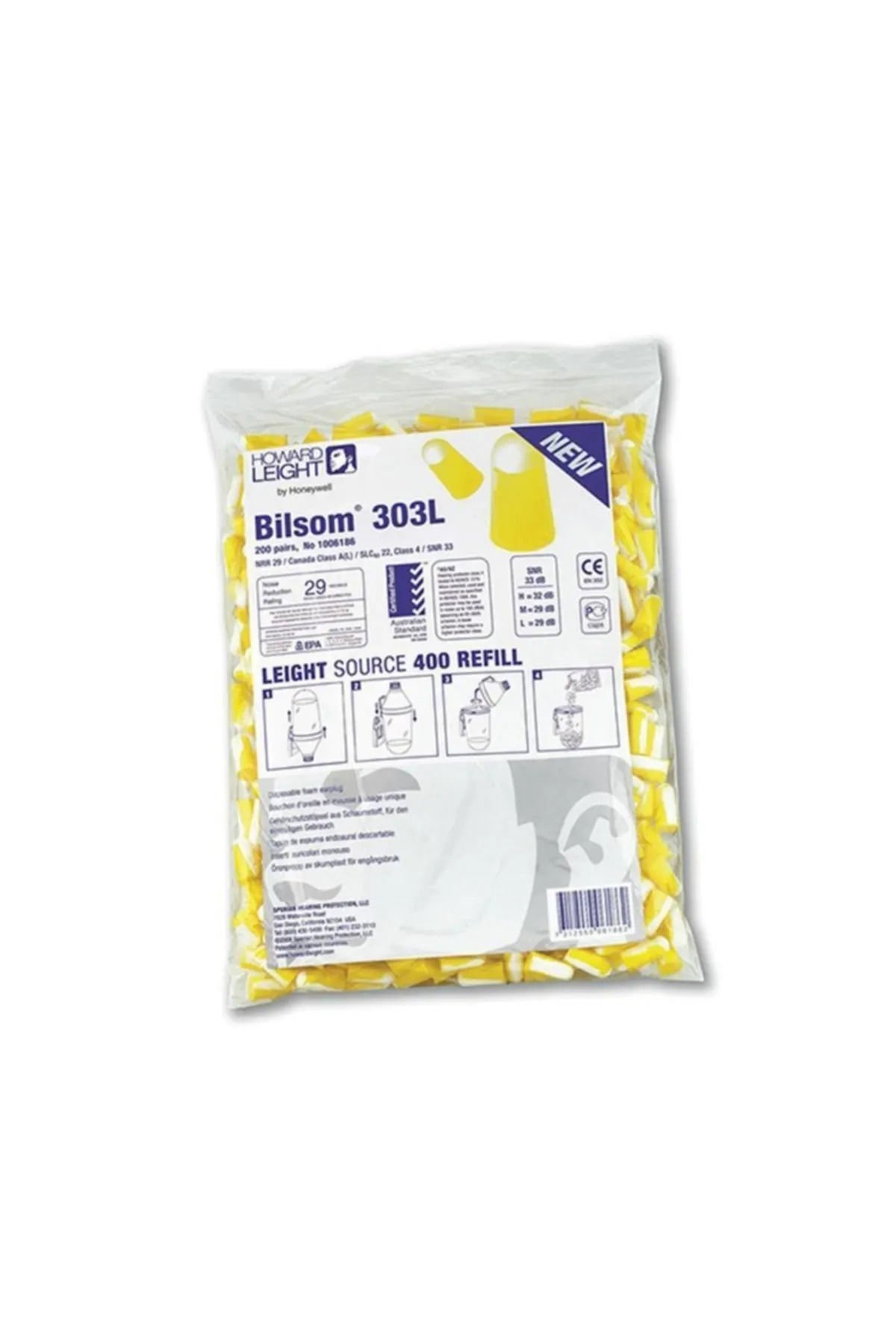 Honeywell Bilsom 303L, Doldurma Torbası, SNR:33 dB ( 1 Torba = 200 Çift )