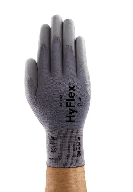 Ansell AN 48-102 Hyflex Gri Poliüretan Kaplama A Kesilme Dirençli İş Eldiveni EN 388: 3111A