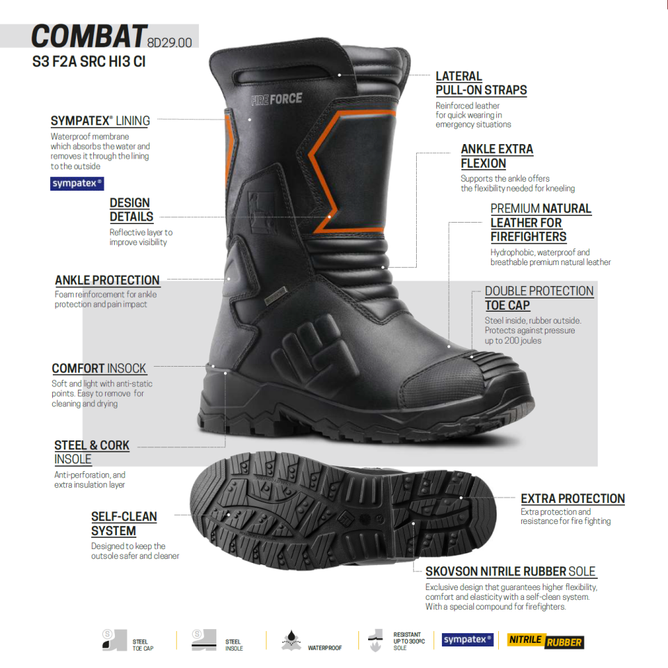 Toworkfor Combat  S3 | F2A | SRC | HI3 | CI Çelik Burun İtfaiyeci İş Ayakkabısı