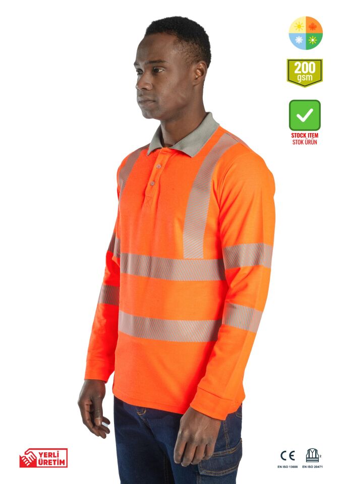 Alaska Hi-Vis Uzun Kollu Polo Reflektörlü Sweatshirt