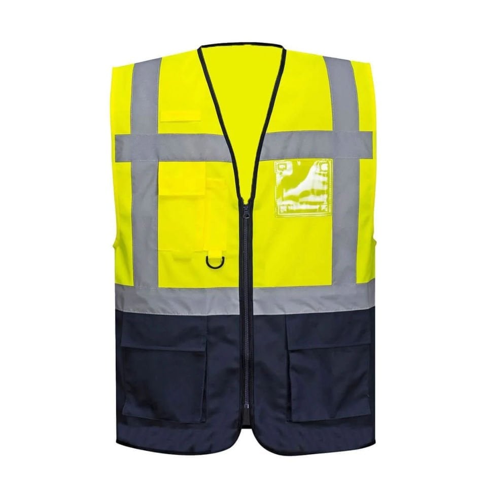 Uniwest UW-211 Reflektörlü Mühendis Yeleği Sarı Lacivert
