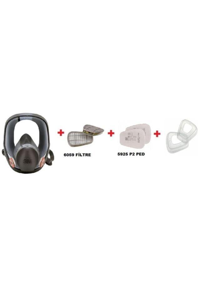3m 6800 Tam Yüz Gaz Maskesi +6059 Abek1 Filtre +5925 P2 Ped+ 501 Filtre Tutucu Kapak