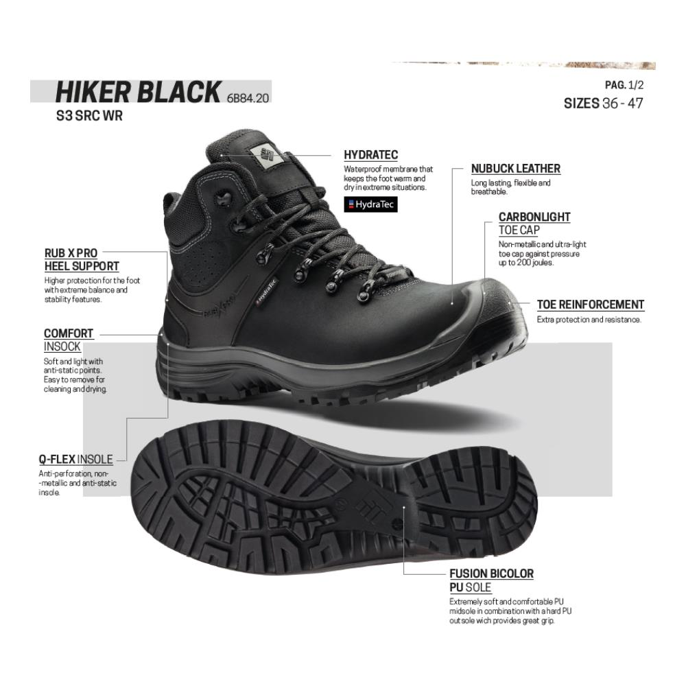 Toworkfor Hiker Black S3 SRC WRU Kompozit Burun İş Botu Su Geçirmez