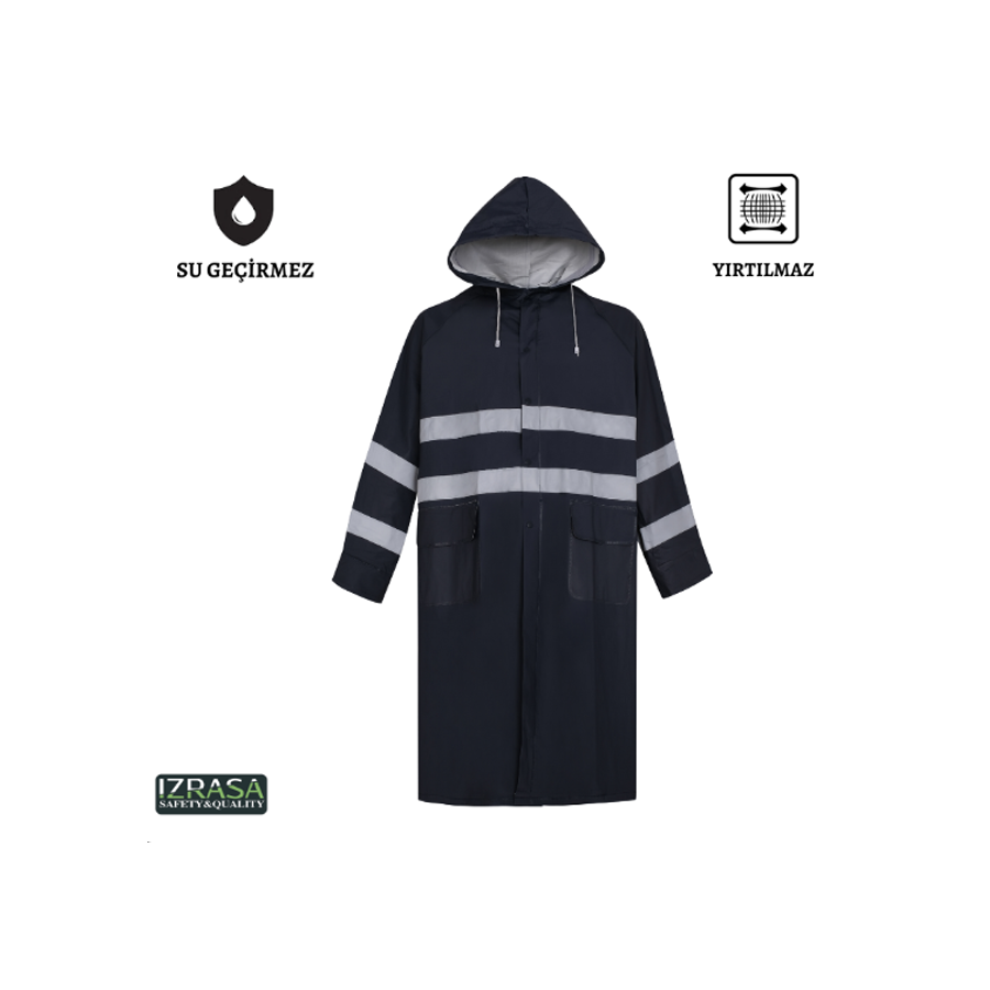 IZRASA™ PVC 32 MM Astarlı Reflektörlü Yağmurluk Uzun 120 cm