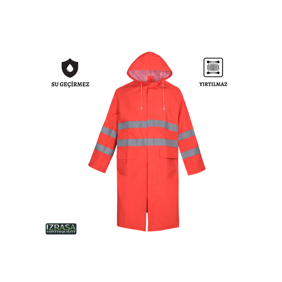 IZRASA™ PVC 32 MM Astarlı Reflektörlü Yağmurluk Uzun 120 cm