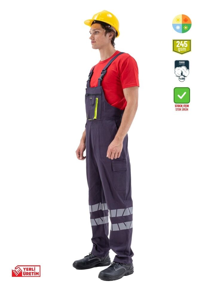 Safesawa Bahçıvan Tulum - İş Tulumu Pamuklu Gri 245 gsm